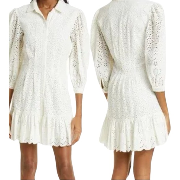 Veronica Beard Dresses & Skirts - VERONICA BEARD KYLAN EYELET COTTON SHIRTDRESS IN WHITE NWT